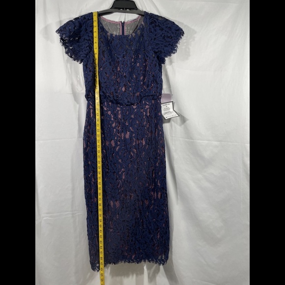 NWT JS Collections [ 8 ] Embroidered Lace Blouson Dress in‎ Navy Rose - Picture 6 of 12
